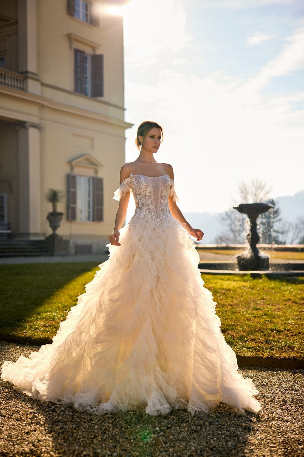 Off-The-Shoulder Ruffled Ball Gown by Randy Fenoli — image 1 of 2