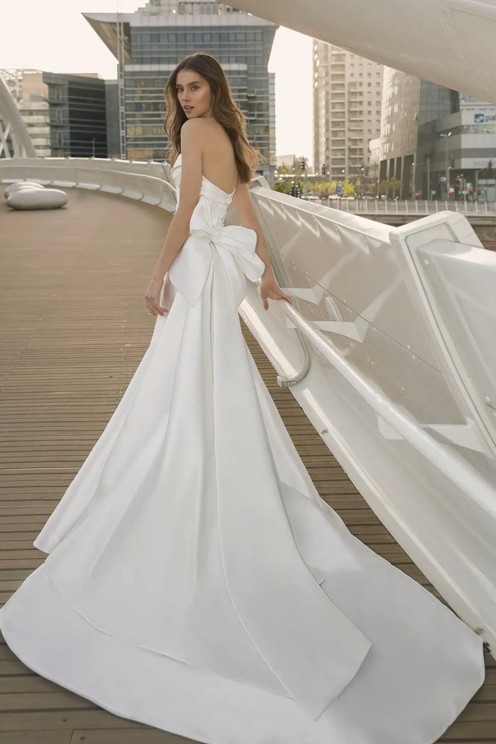 Strapless Chic Fit And Flare Wedding Dress With Bow by P by Pnina Tornai β image 3 of 3
