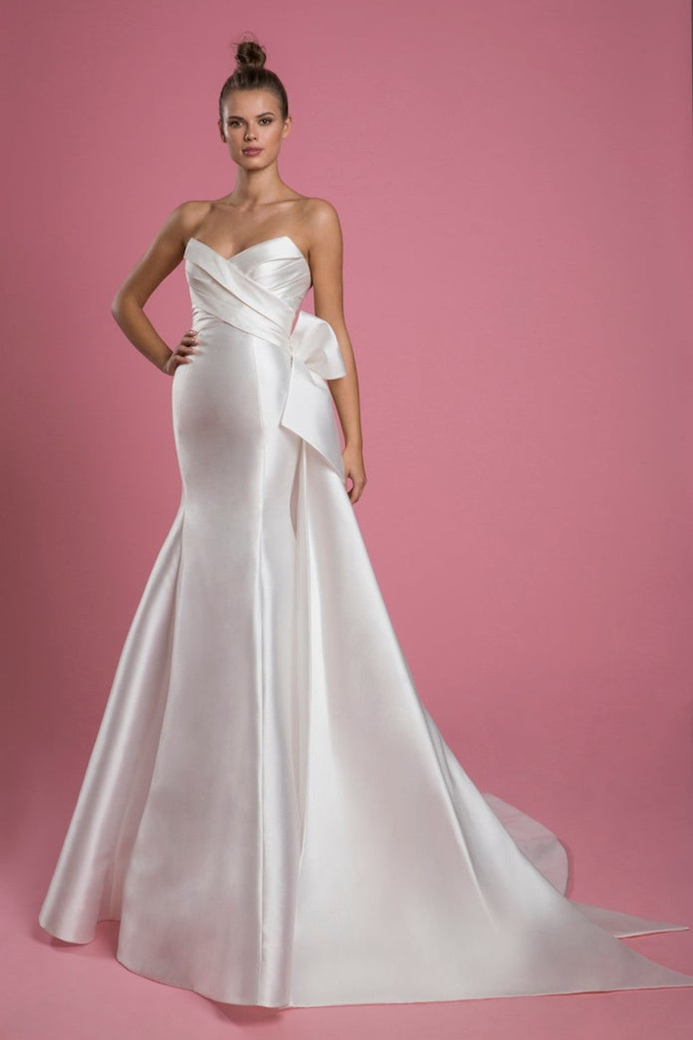 Strapless Mikado Fit And Flare With Bow | Kleinfeld Bridal