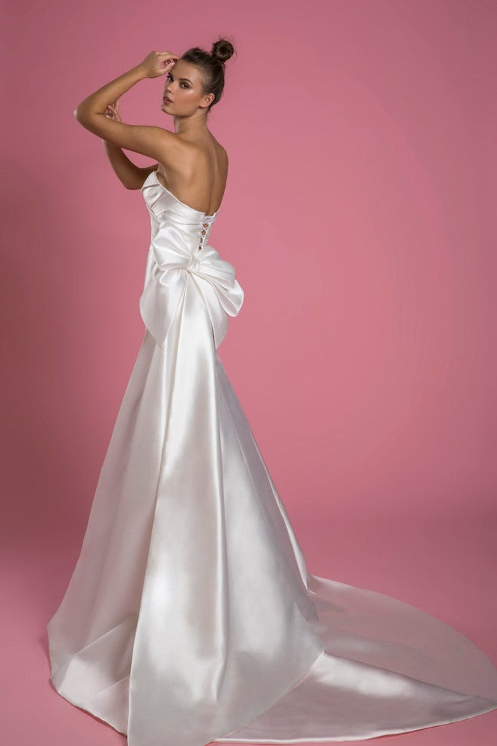 Strapless Mikado Fit And Flare Dress With Draped Bodice And Bow by P by Pnina Tornai — image 2 of 2