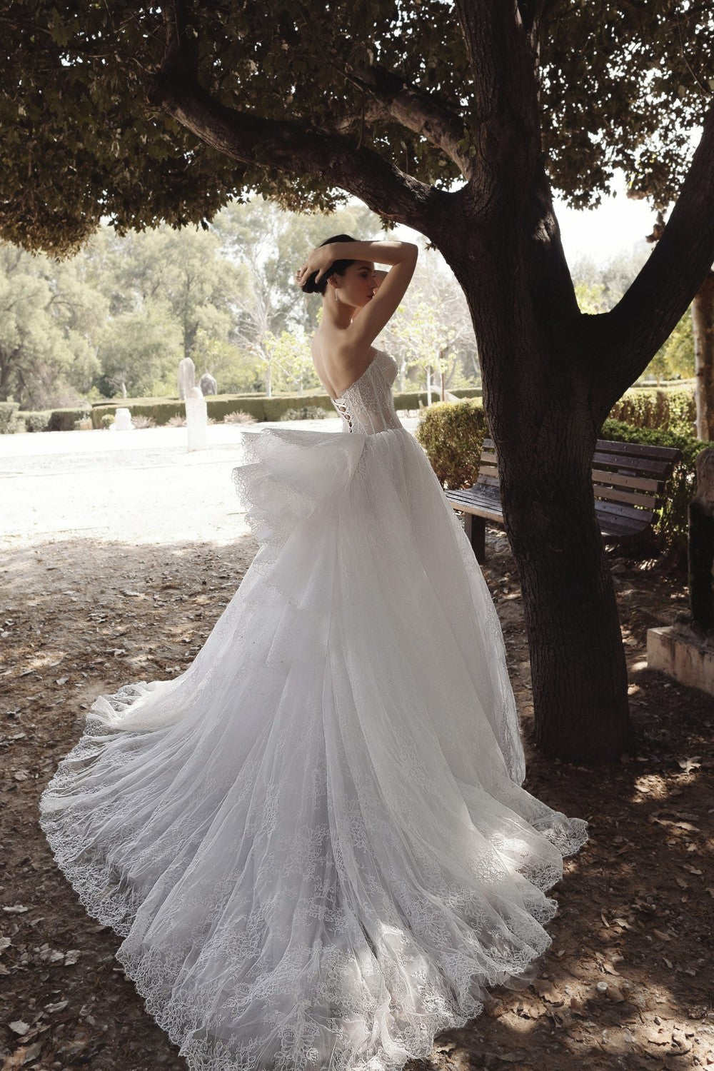 Pearl-Embellished Lace Basque-Waist Ball Gown by Love by Pnina Tornai — image 3 of 3