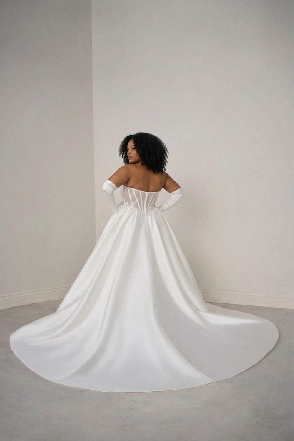 Plus-Size Modern Sheer Corset Ball Gown With Buttons — plus-size render