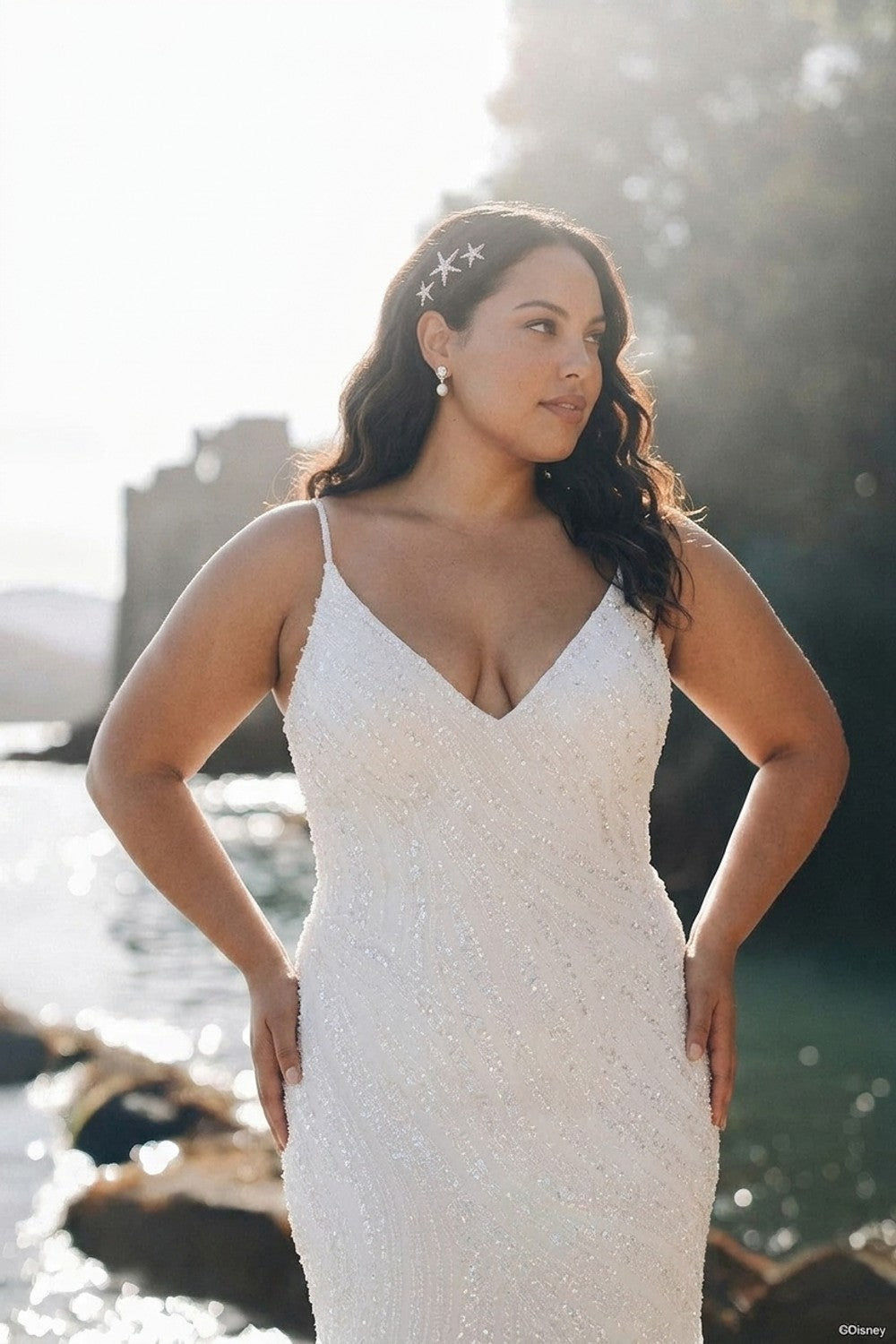 Plus-Size Shimmering Fit-And-Flare Wedding Dress With Ruffled Tulle Skirt β plus-size render