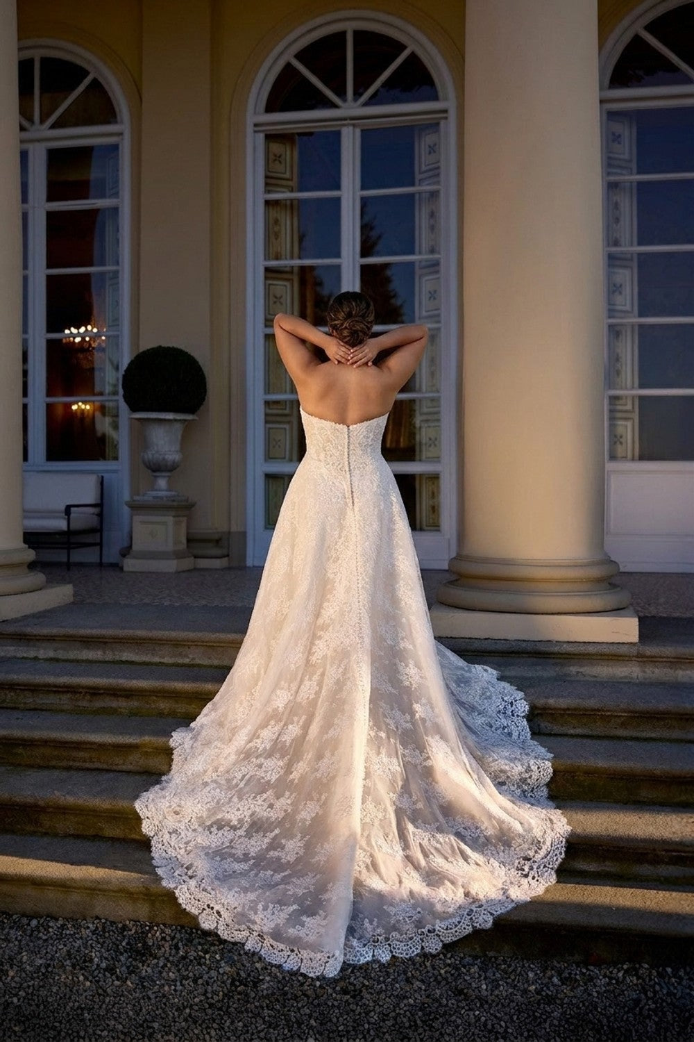 Plus-Size Romantic And Classic Strapless Lace A-Line Wedding Dress — plus-size render