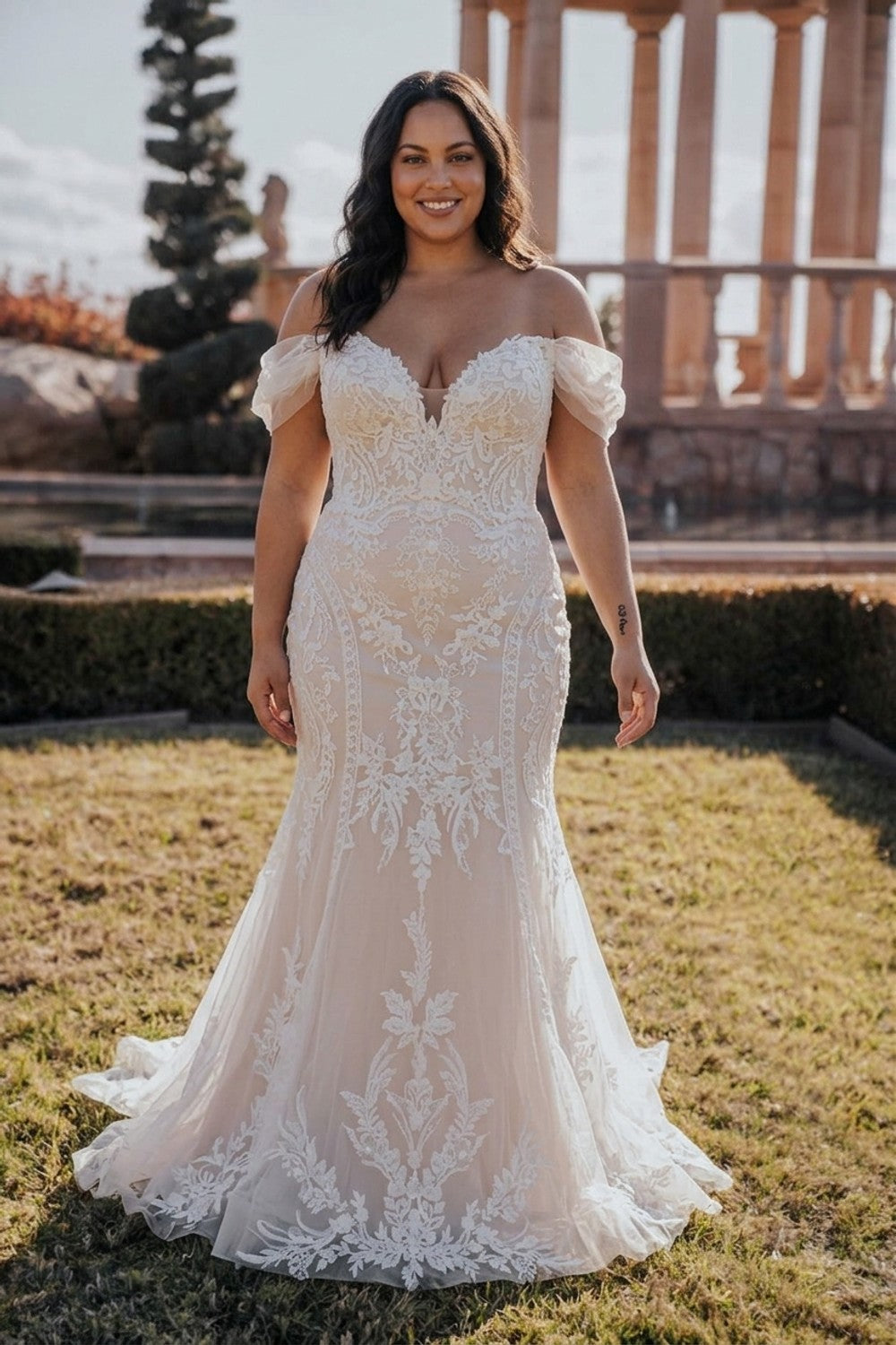 plus size off the shoulder dress Sequined Off-the-shoulder Gown