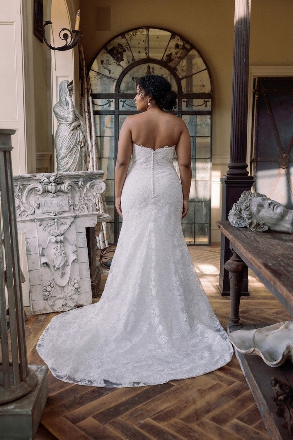 Plus-Size Chic And Romantic Lace Modified A-Line Wedding Dress — plus-size render