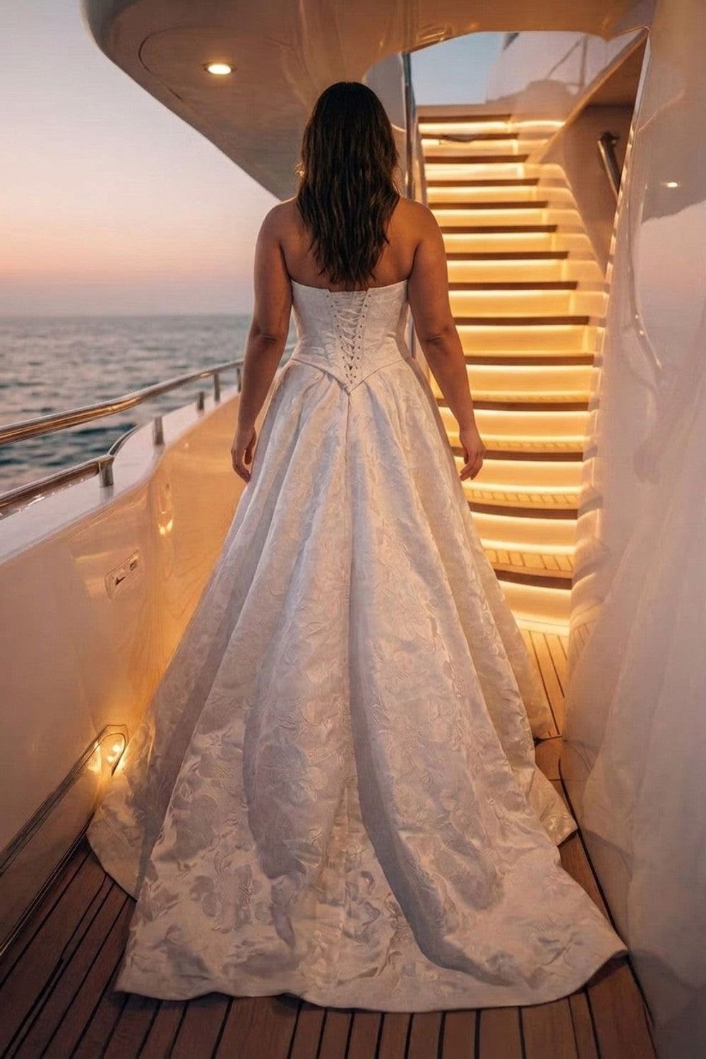 Plus-Size Elegant Basque Waist A-Line Wedding Dress — plus-size render