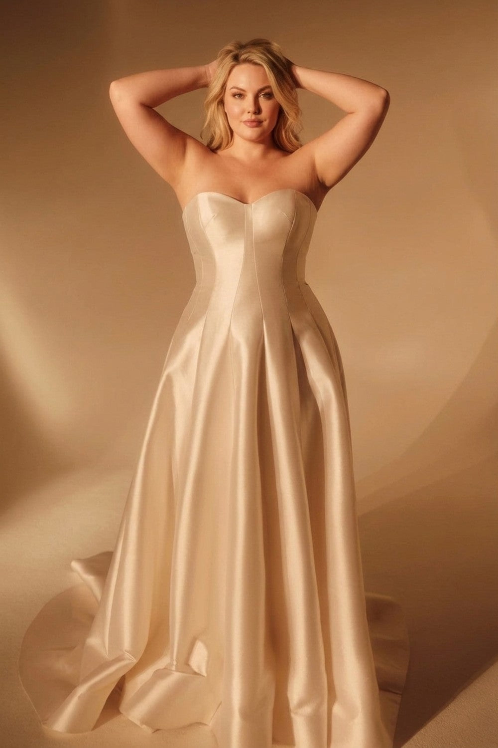 Plus-Size Modern Sweetheart A‑Line Gown With Sculpted Bodice — plus-size render