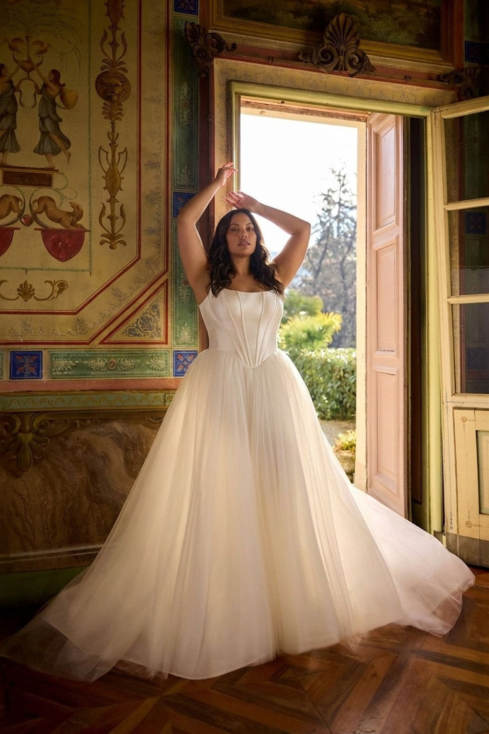 Plus-Size Chic And Simple Silk Tulle Ball Gown With Bows — plus-size render