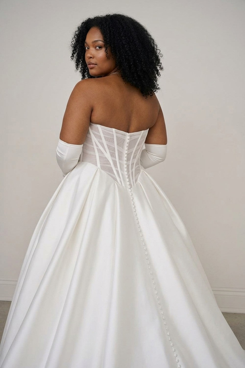 Plus-Size Modern Sheer Corset Ball Gown With Buttons — plus-size render