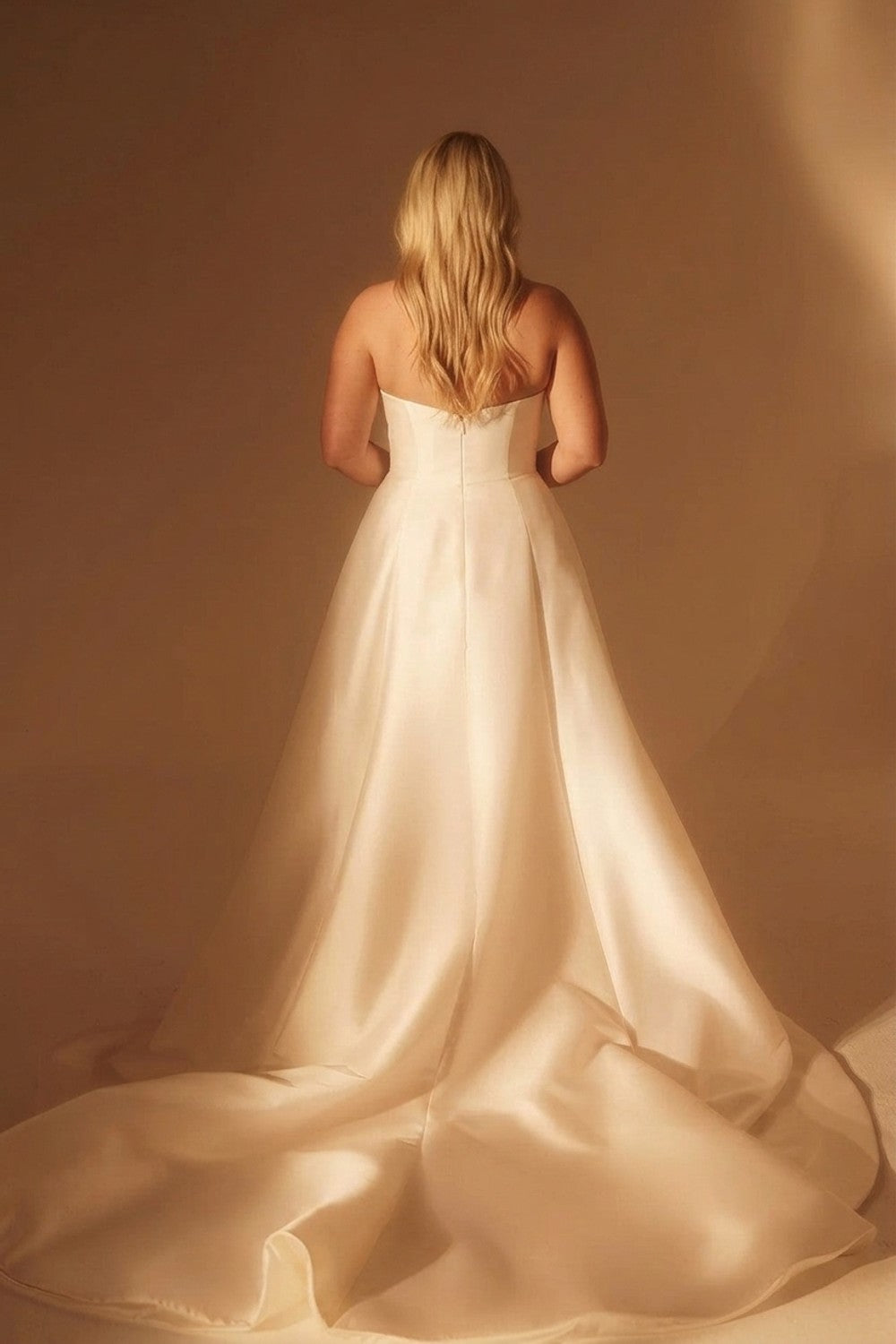 Plus-Size Modern Sweetheart A‑Line Gown With Sculpted Bodice — plus-size render