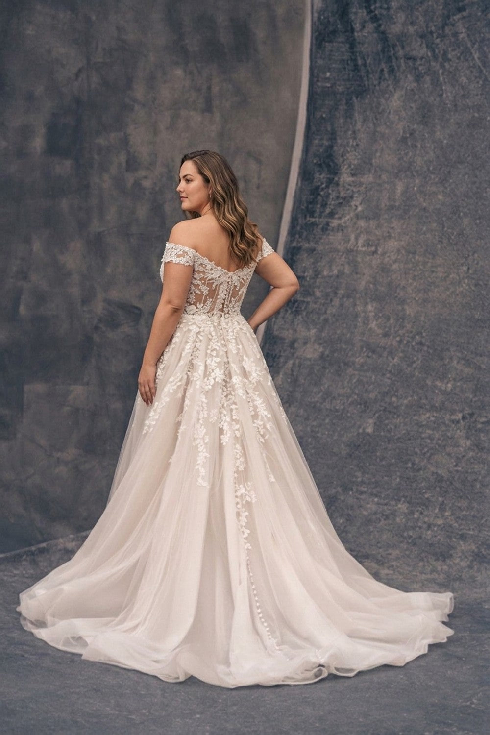 Plus-Size Sexy and Romantic A-line Wedding Dress With Slit — plus-size render
