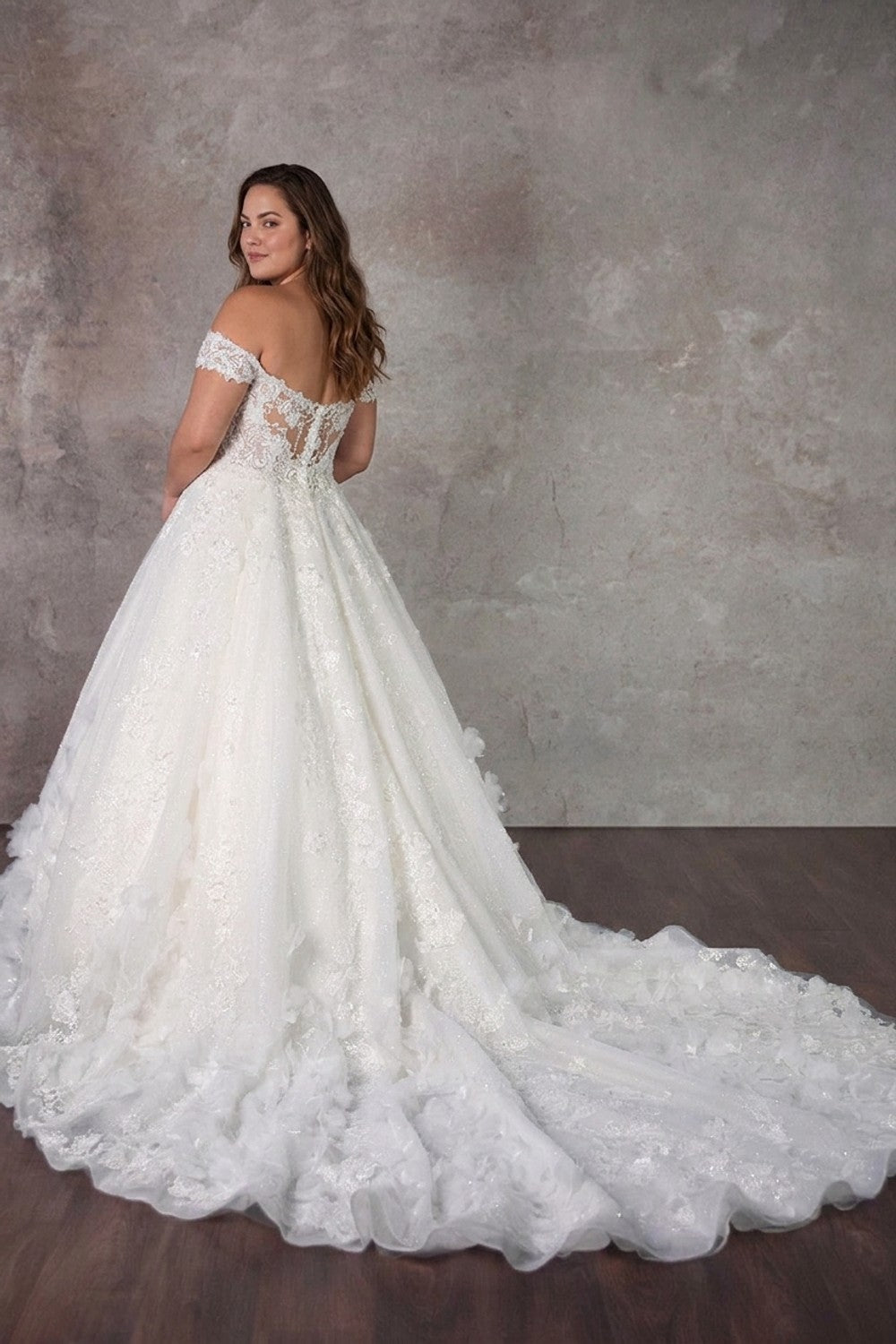Plus-Size Romantic And Feminine 3D Floral Ball Gown — plus-size render