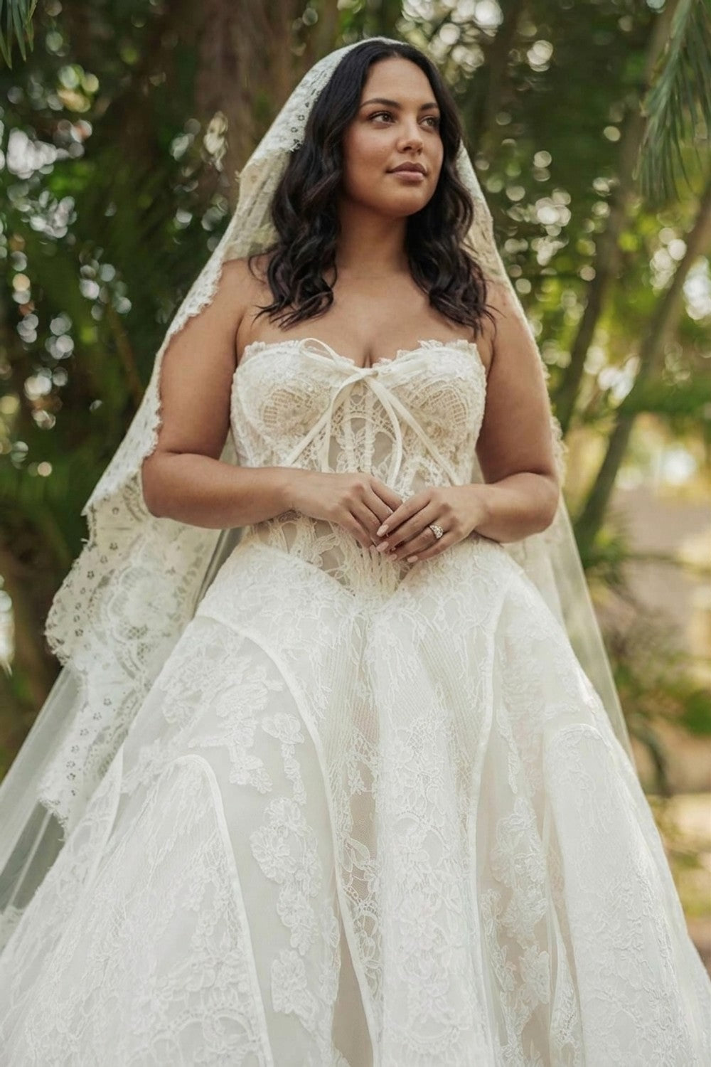 Plus-Size Classic and Romantic Lace Basque Waist Ball Gown — plus-size render