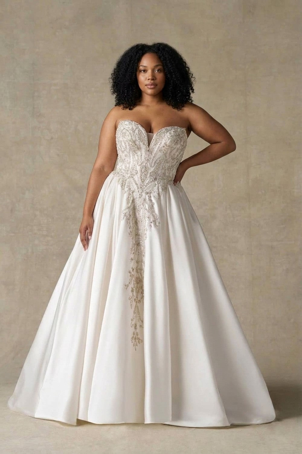 Plus-Size Glamorous and Detailed Sculpted Cat-Eye Ball Gown — plus-size render