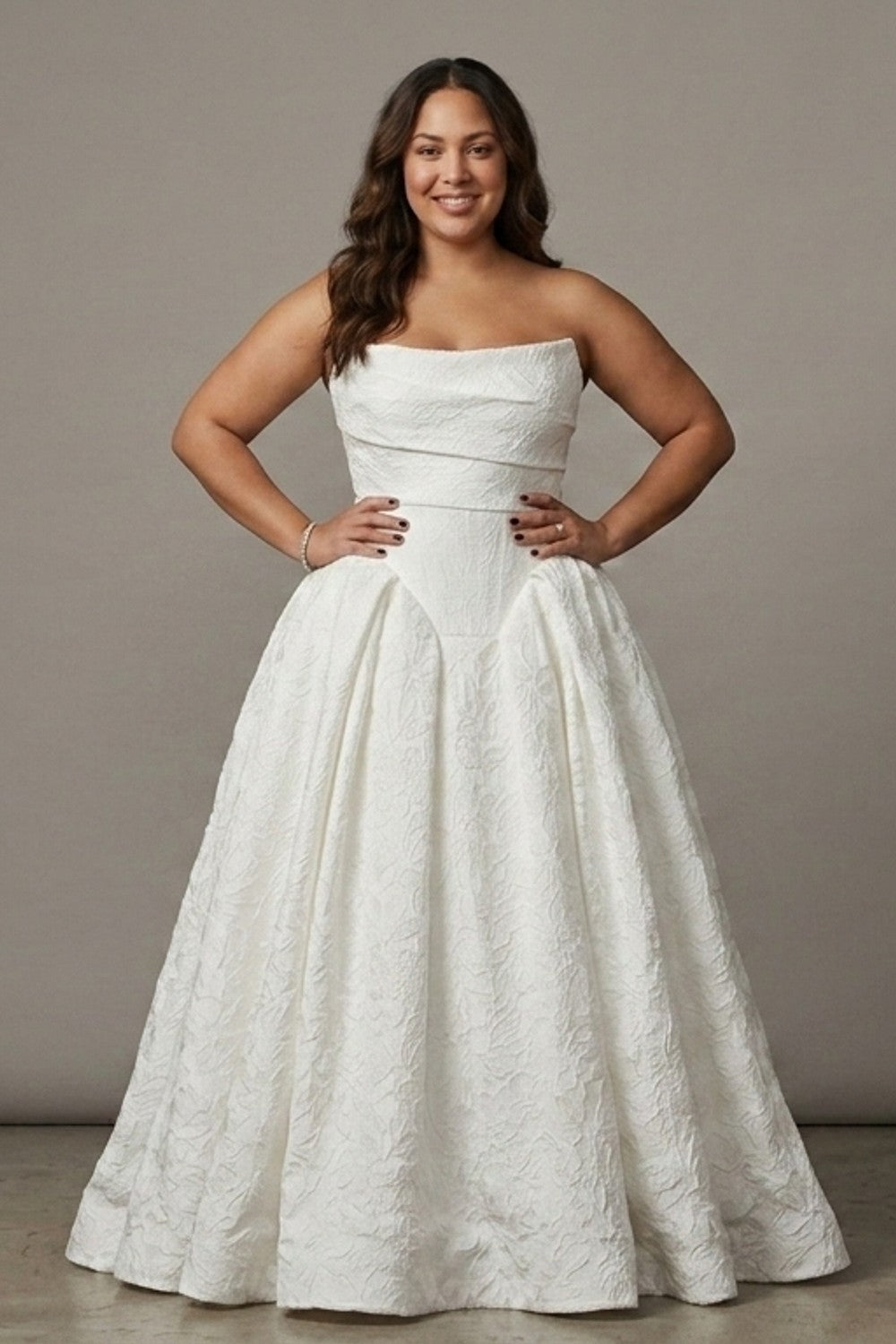 Plus-Size Unique and Textured Floral Ball Gown — plus-size render
