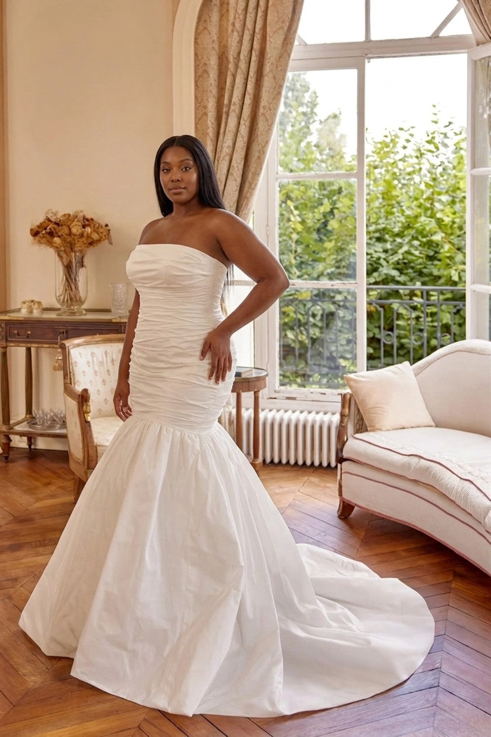 Plus-Size Strapless and Structured Mermaid Wedding Dress — plus-size render