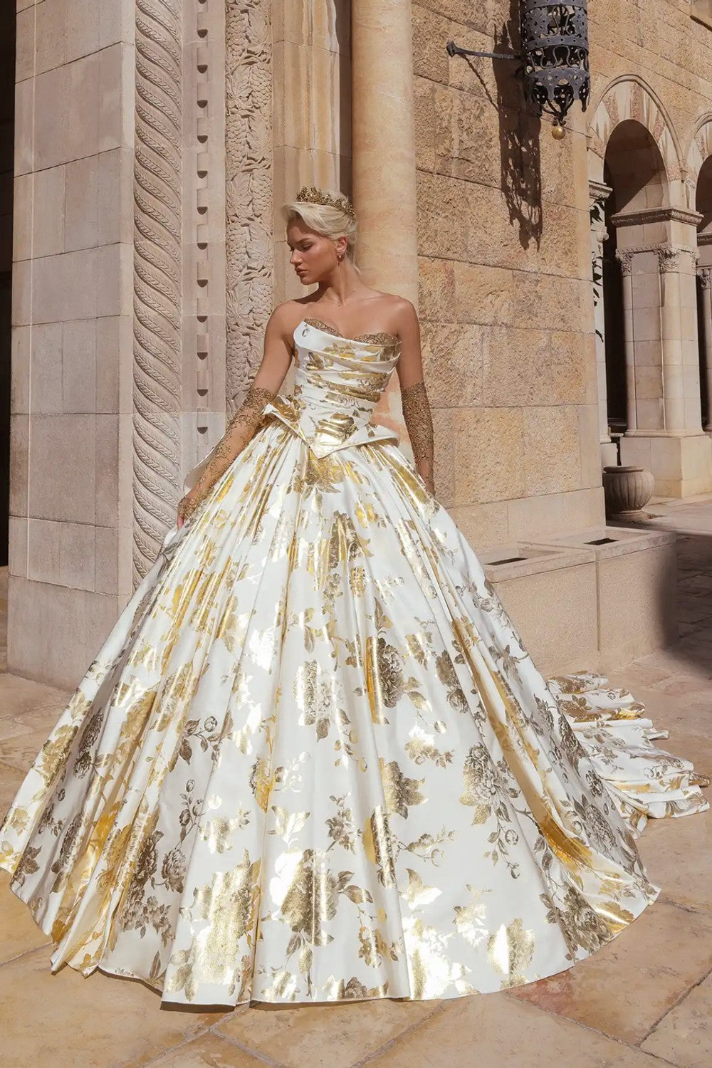 Gold Detailed Strapless Ball Gown | Kleinfeld Bridal Gold Detailed Strapless Ball Gown | Kleinfeld Bridal