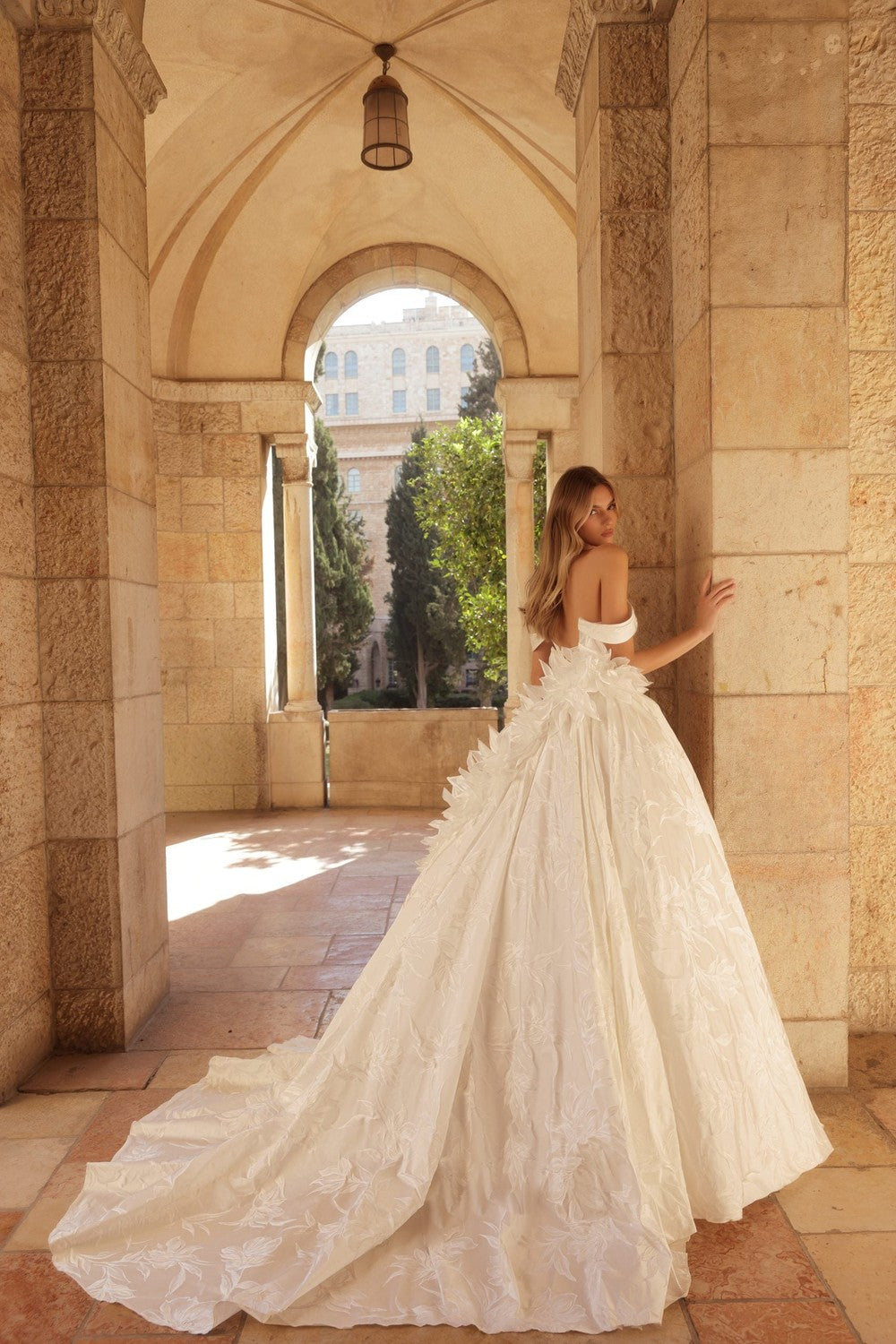 Romantic And Dramatic Hand-Painted Silk Jacquard Ball Gown by Pnina Tornai — image 2 of 3