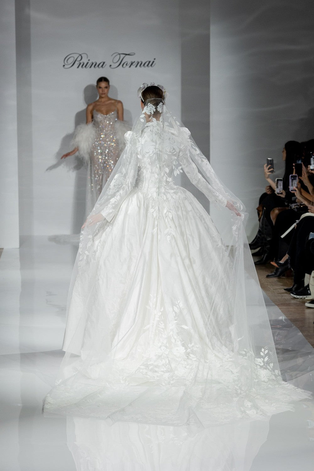 Timeless And Sophisticated Long Sleeve Jacquard Ball Gown by Pnina Tornai — image 2 of 4