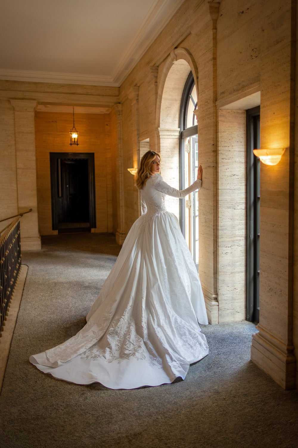 Timeless And Sophisticated Long Sleeve Jacquard Ball Gown by Pnina Tornai β image 3 of 4