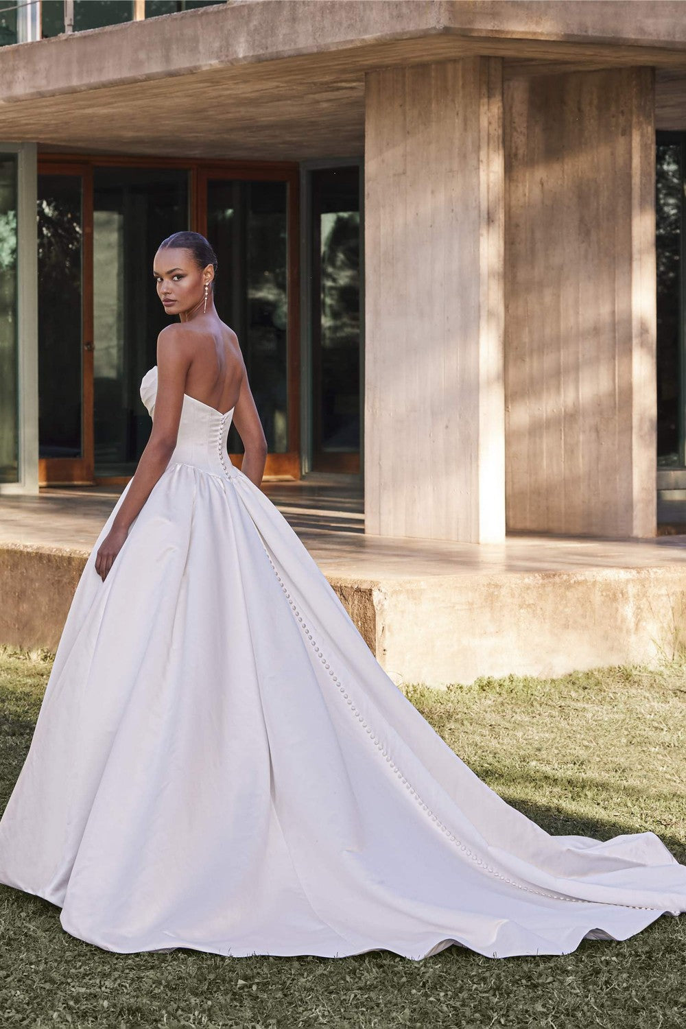 Dramatic And Regal Silk Ball Gown With Buttons by Pronovias — image 2 of 2