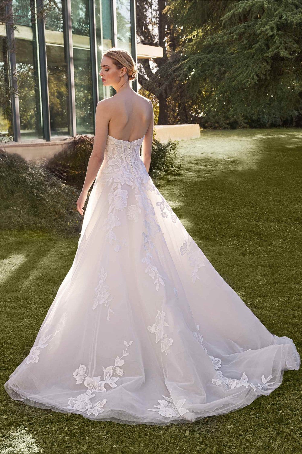 Floral-Embroidered Drop-Waist A-Line Wedding Dress by Pronovias — image 2 of 2