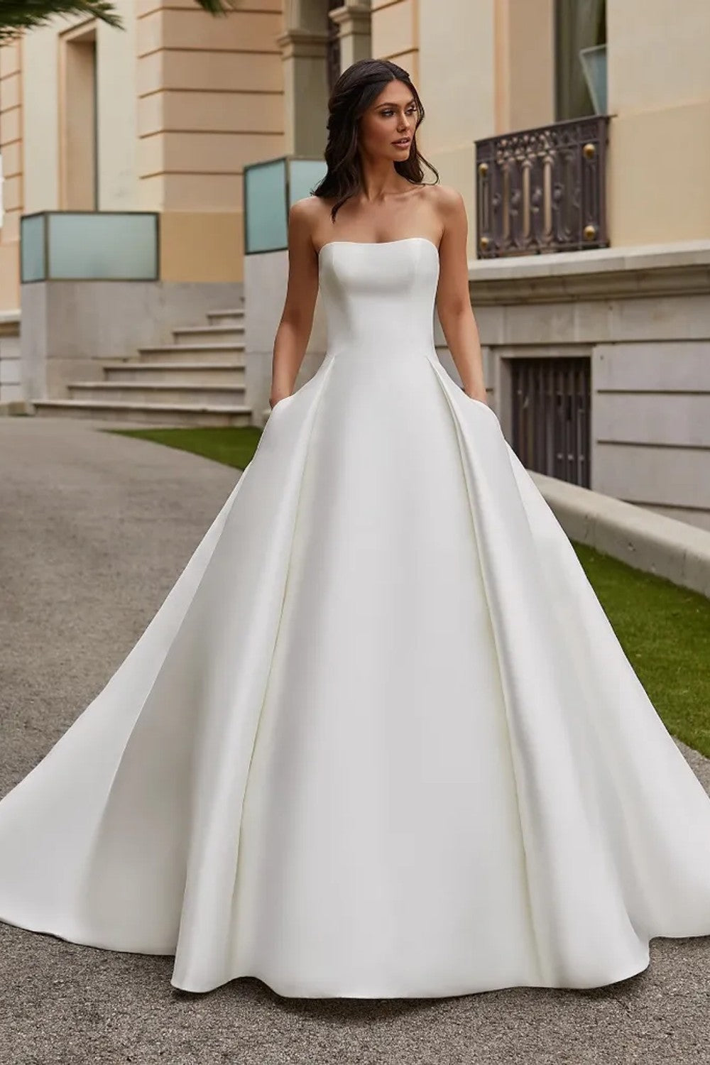 Regal and Timeless Ball Gown With Detachable Long Sleeve Topper by Pronovias — image 1 of 3