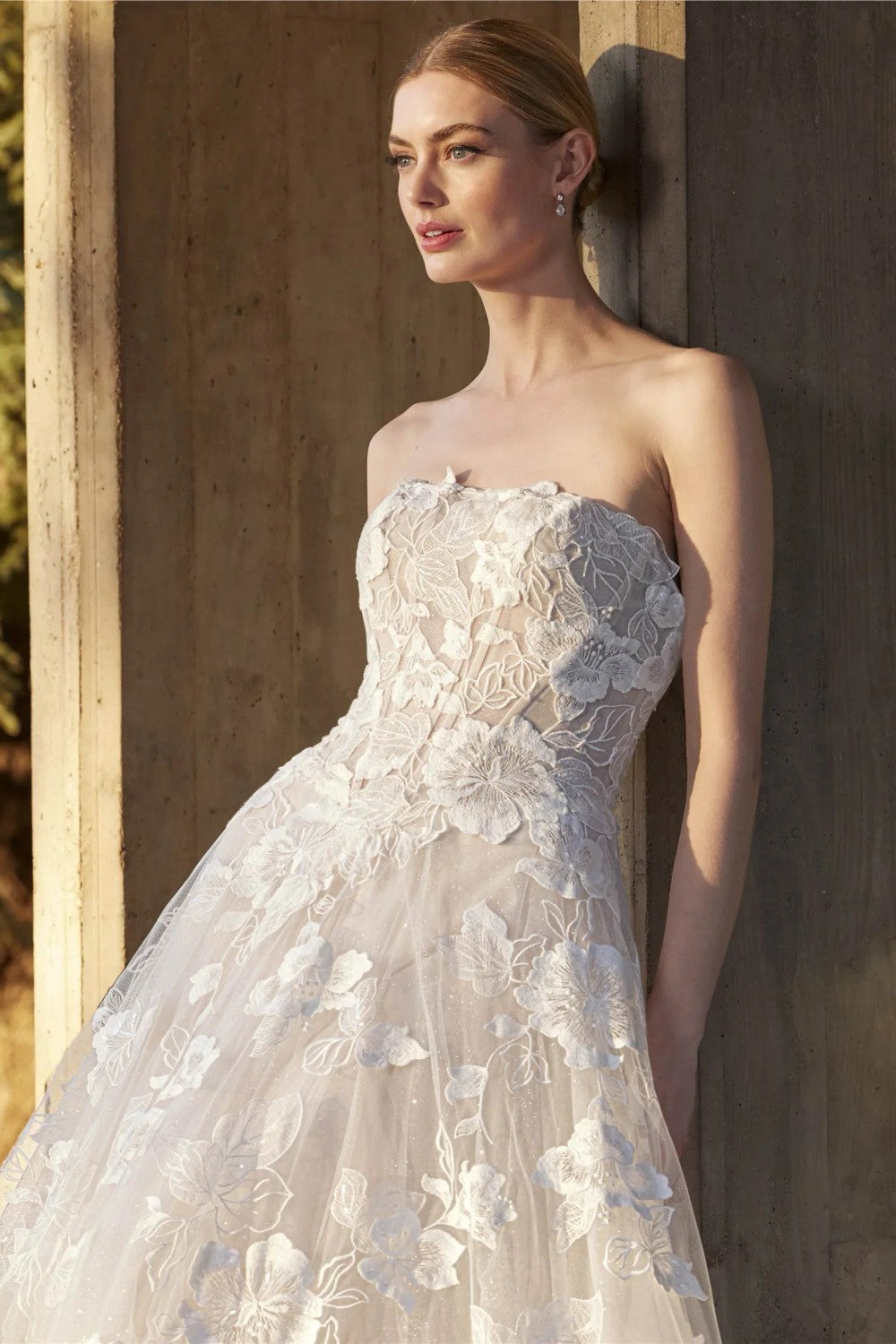 Romantic And Femimine Floral-Embroidered A-Line Wedding Dress by Pronovias — image 2 of 3