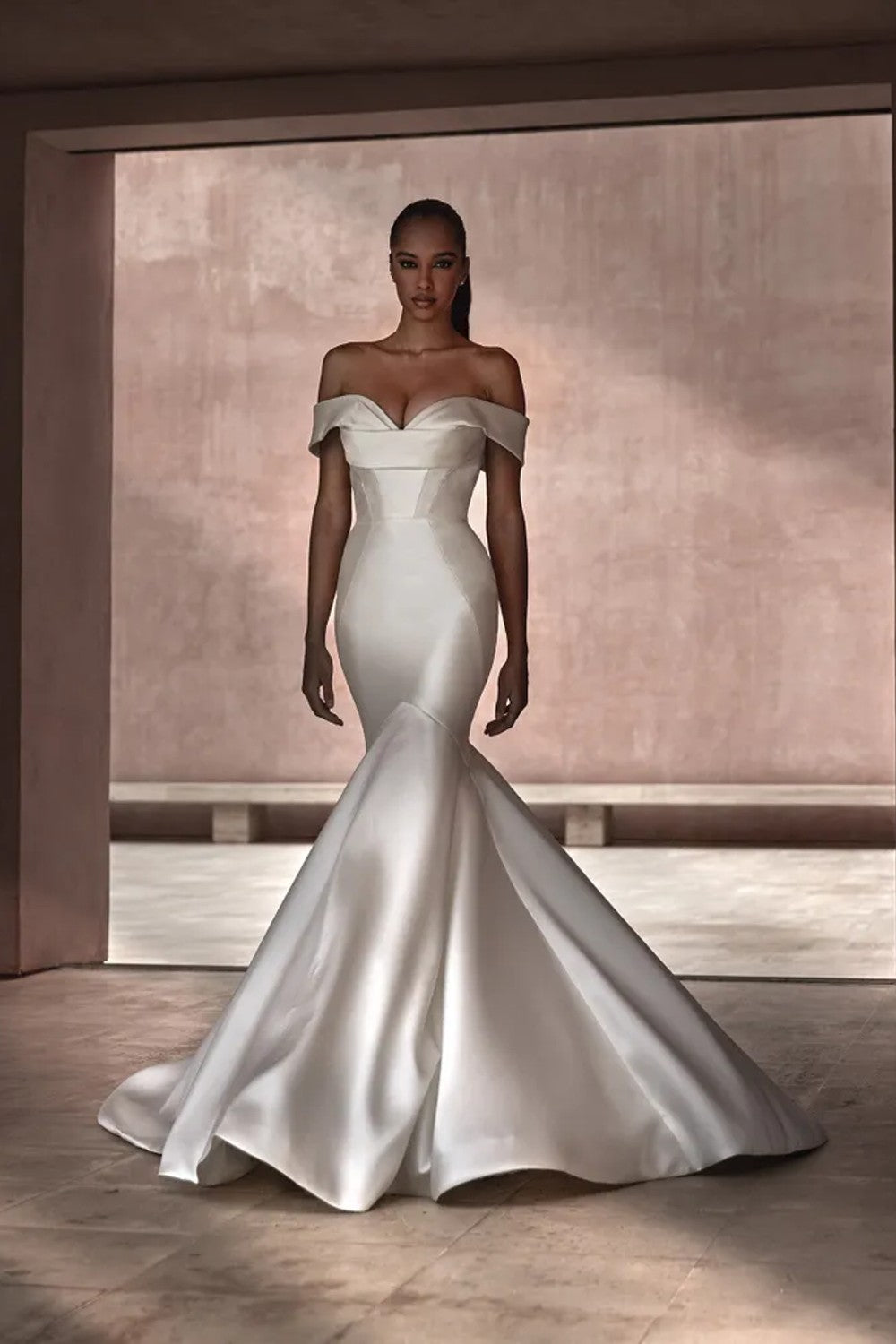 Simple and Sexy Off-the-Shoulder Mermaid Gown by Pronovias — image 1 of 2