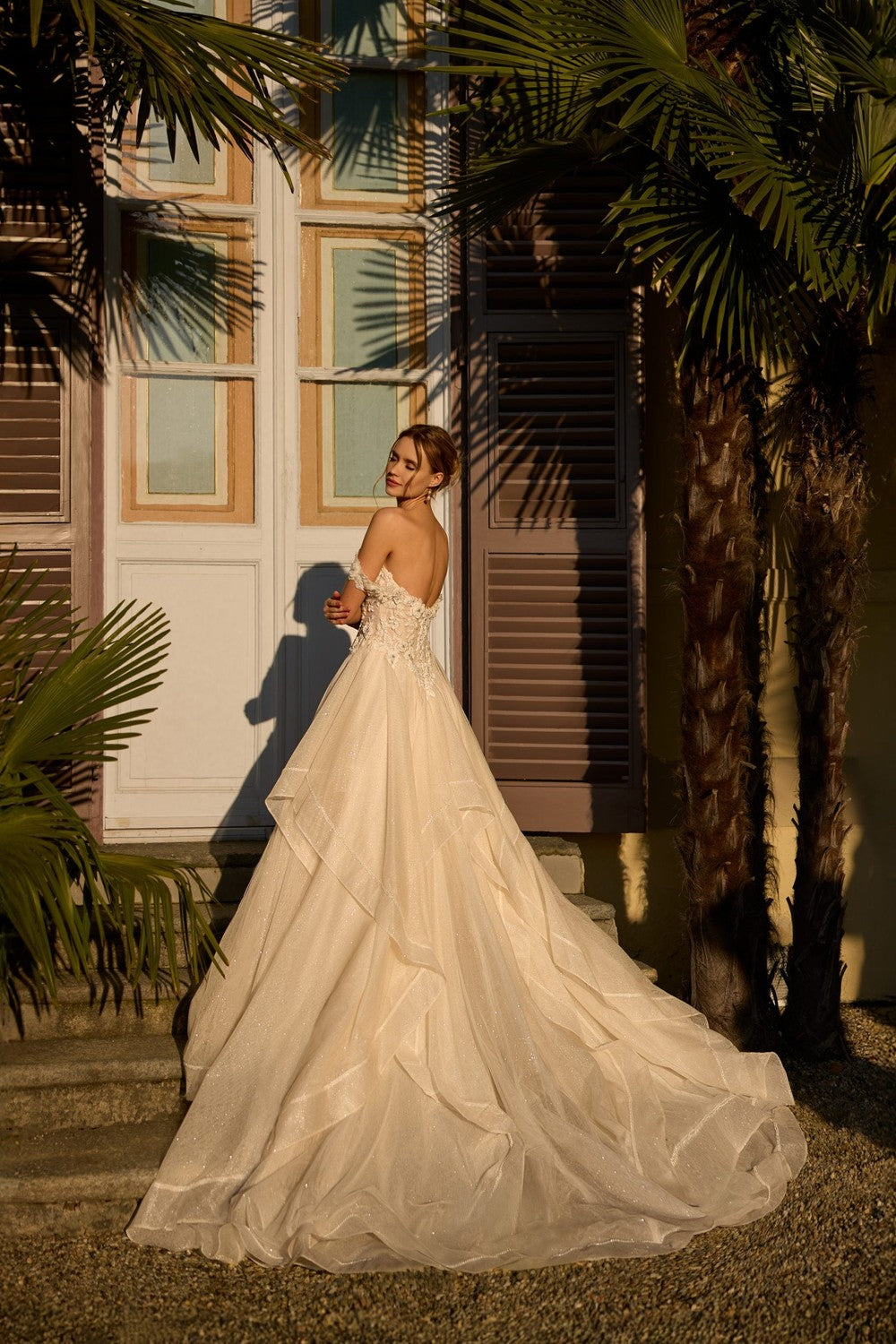 Dramatic And Romantic Sparkly Tiered Ball Gown With 3D Florals by Randy Fenoli — image 2 of 2