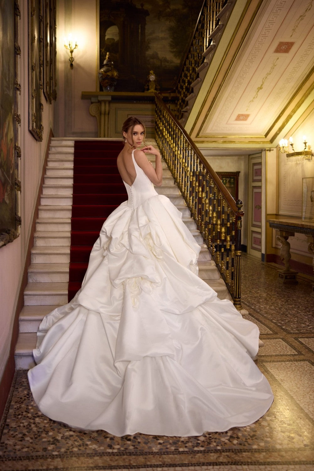 Dramatic Satin Ball Gown With Pick-Ups And Rosettes by Randy Fenoli — image 2 of 2
