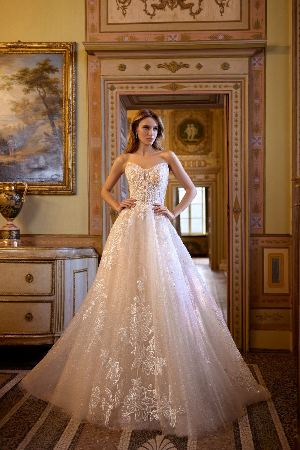 Sparkly Floral-Embroidered Tulle Ball Gown by Randy Fenoli — image 1 of 2