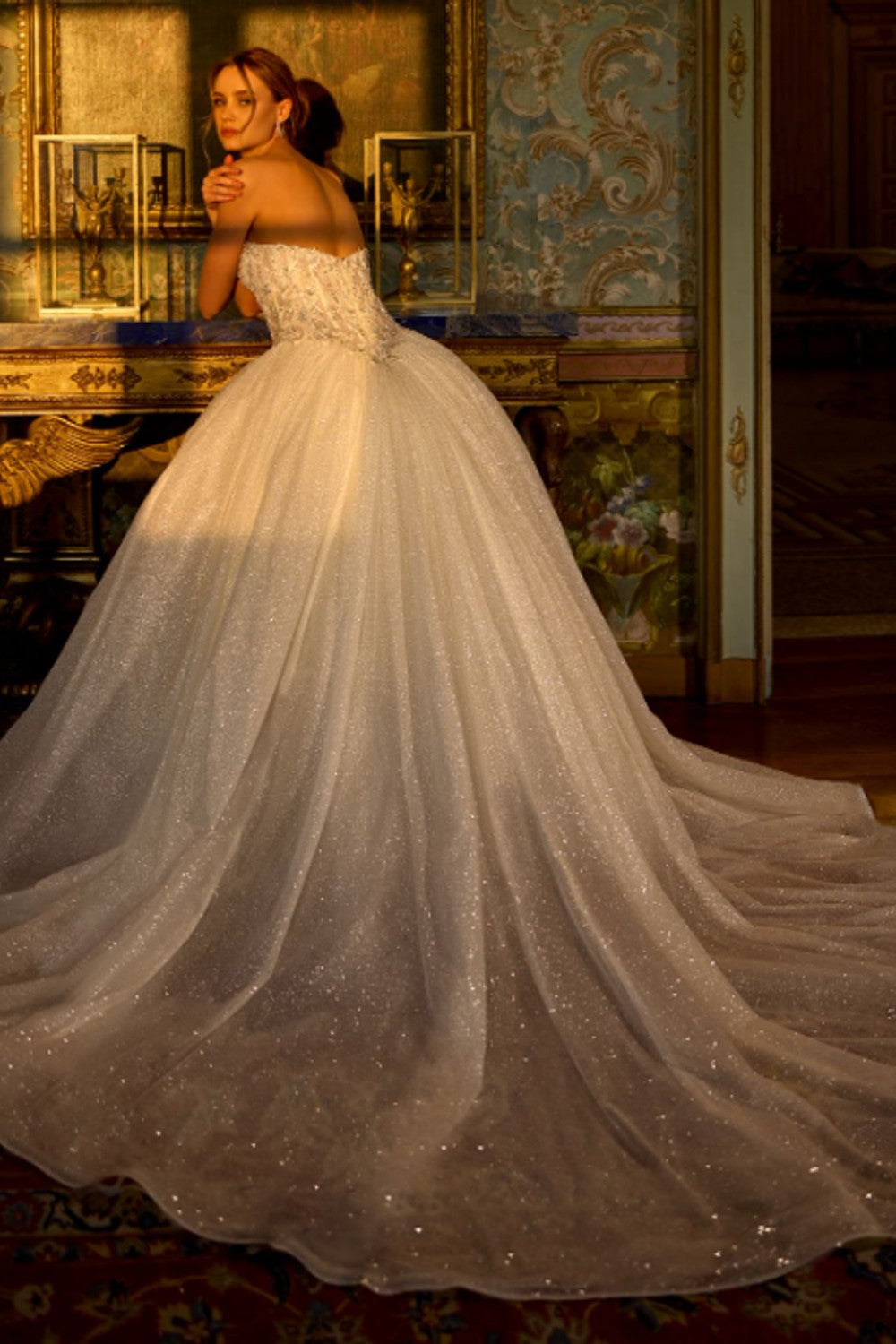 Strapless Shimmering Basque-Waist Ball Gown by Randy Fenoli — image 2 of 2