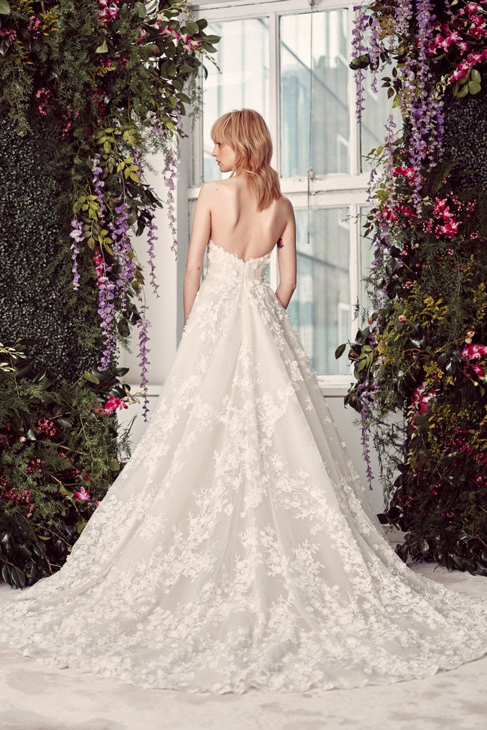 Floral Lace Embroidered Strapless Ball Gown With Plunging V-neckline by Rivini — image 2 of 2