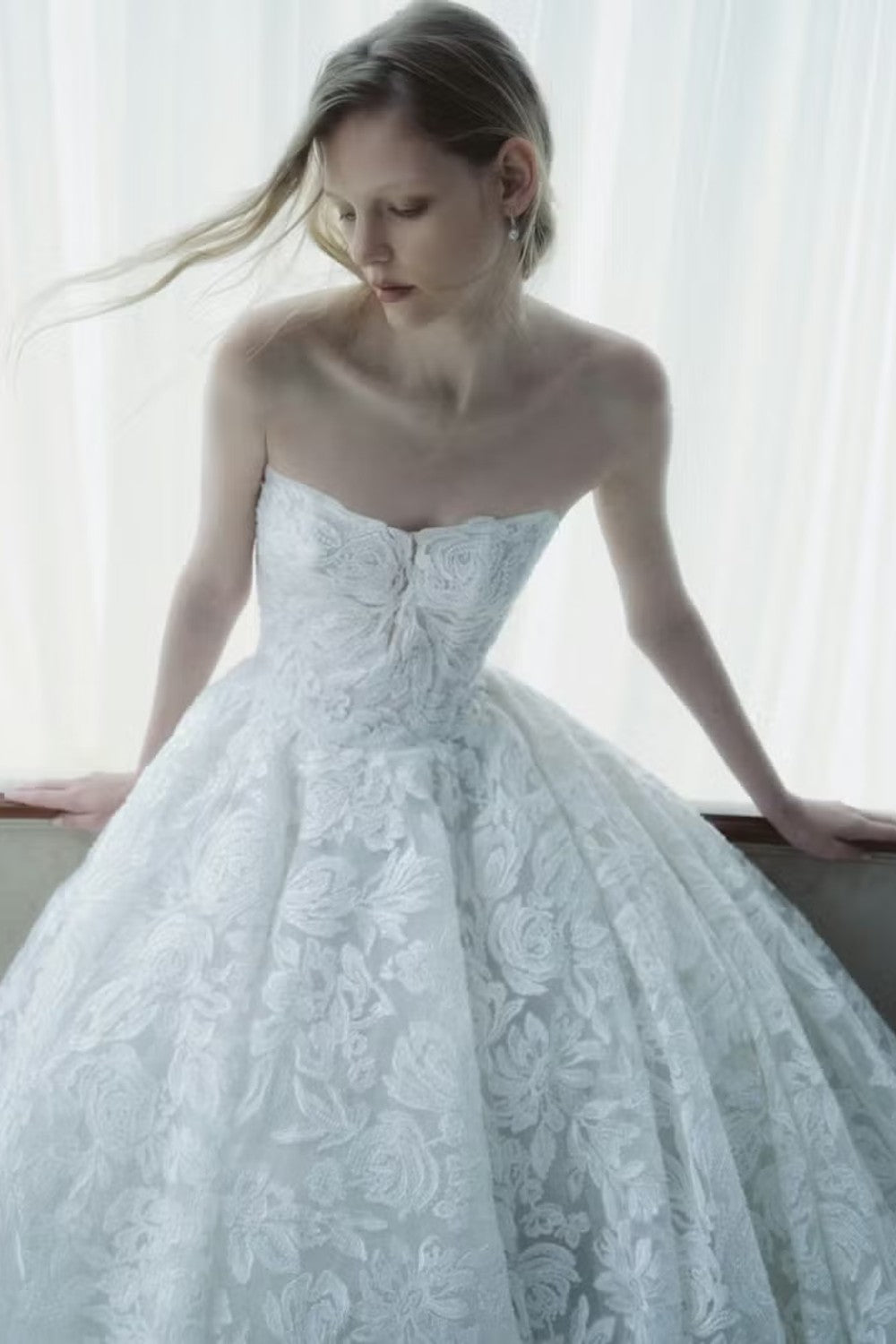 Modern Laser-Cut Floral Ball Gown by Rivini — image 1 of 3