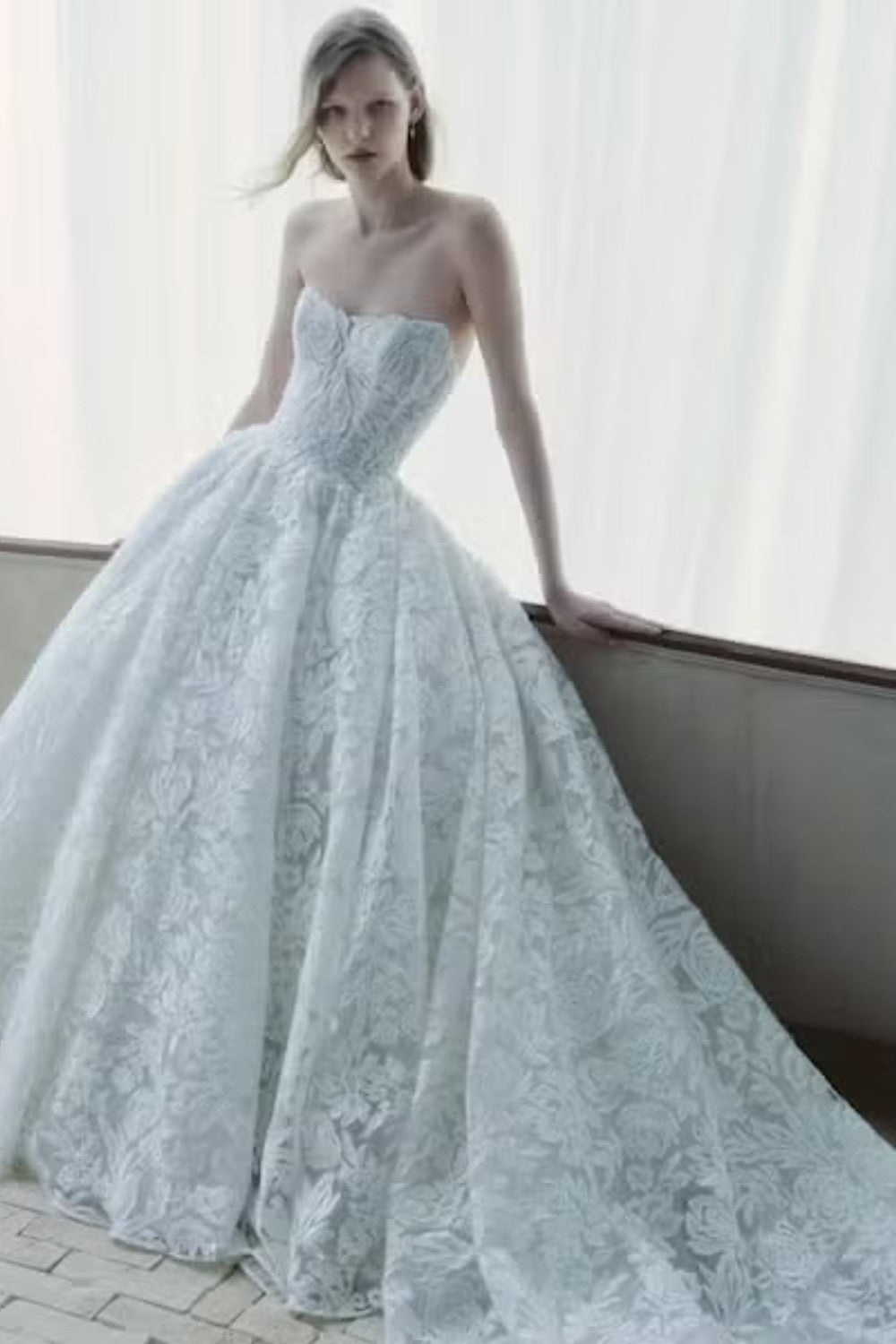 Modern Laser-Cut Floral Ball Gown by Rivini — image 2 of 3