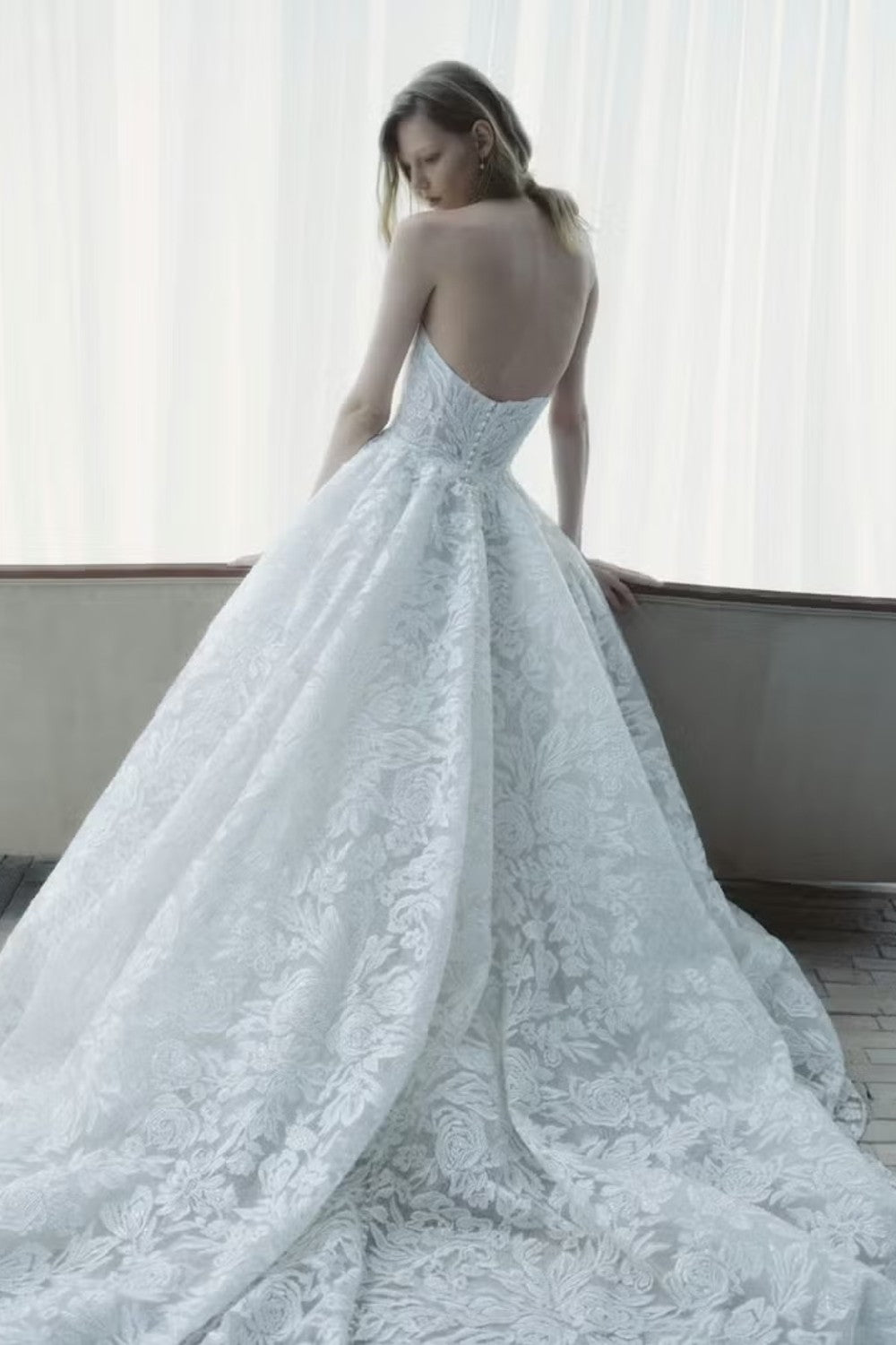Modern Laser-Cut Floral Ball Gown by Rivini — image 3 of 3