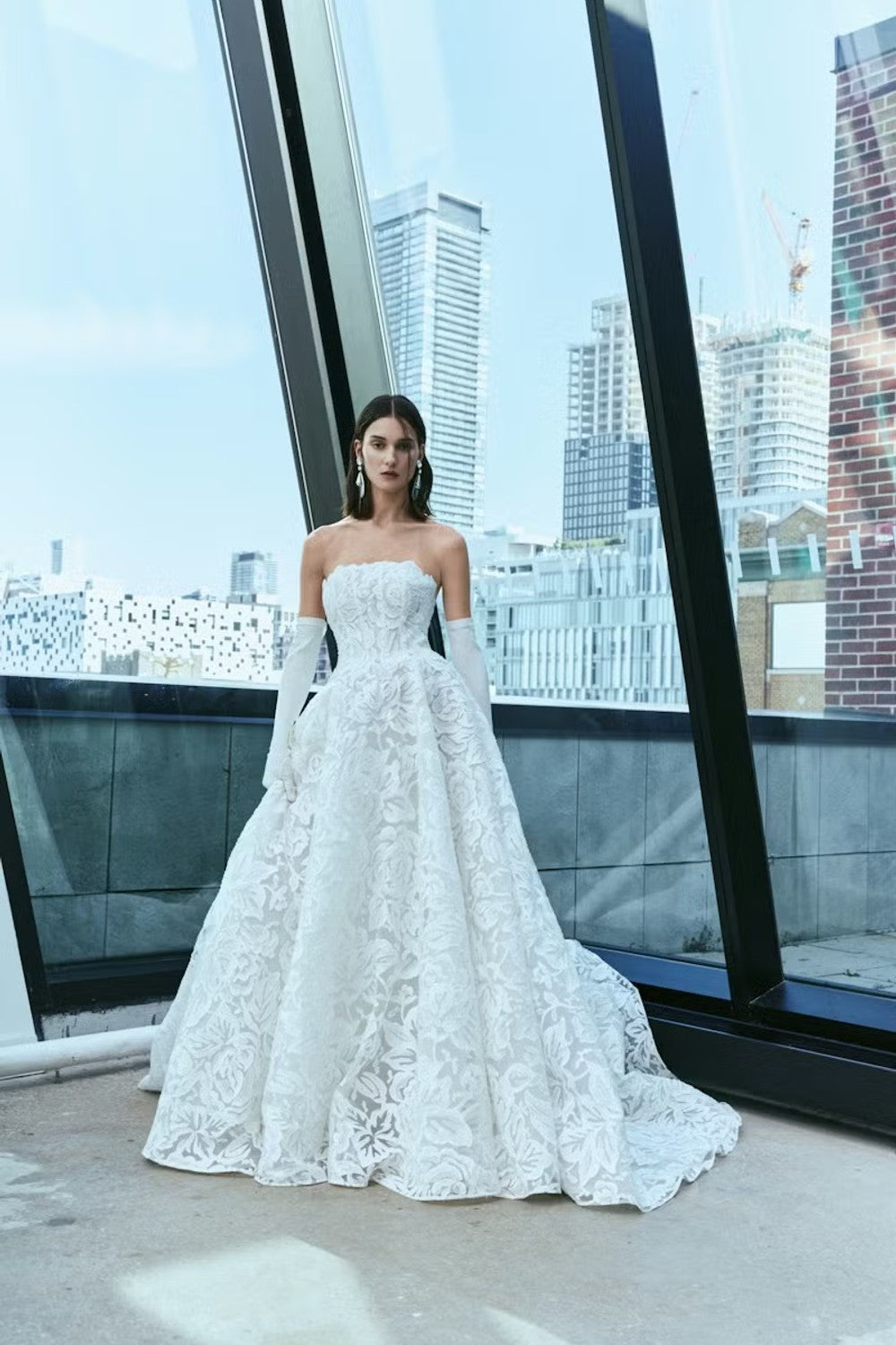 Plus-Size Chic And Romantic Strapless Floral Ball Gown by Rivini — image 1 of 3