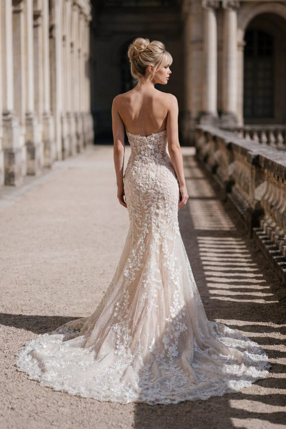 Romantic and Classic Fit-And-Flare Wedding Dress