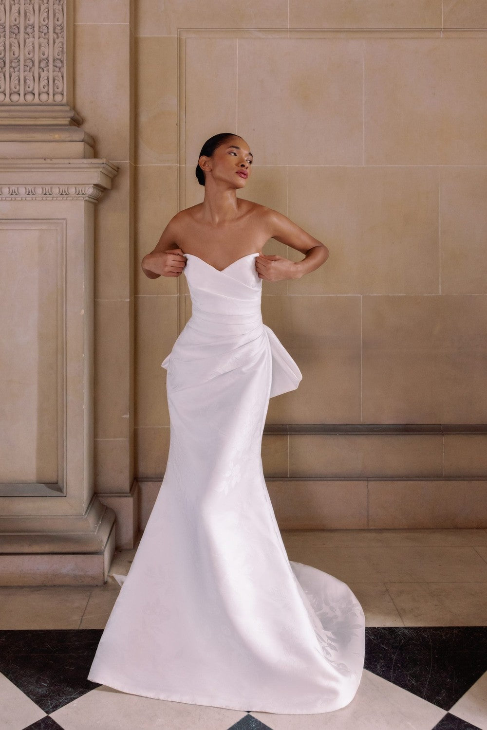 jacquard fit and flare dress Jacquard Fit-and-Flare Wedding Dress