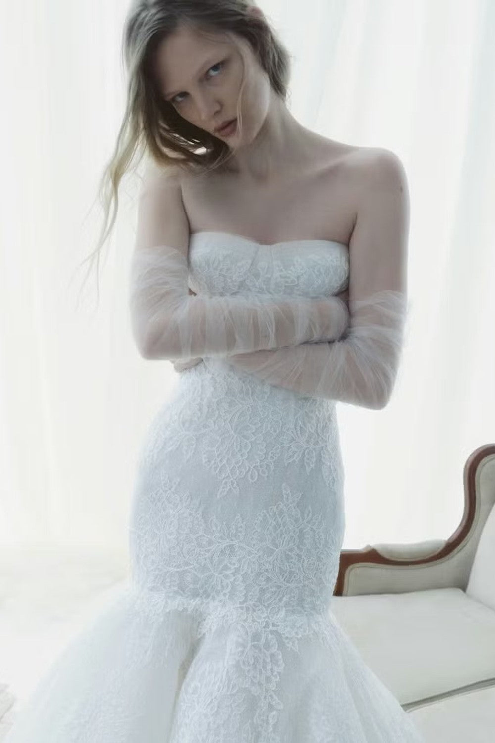 Sculpted Lace Mermaid Wedding Dress