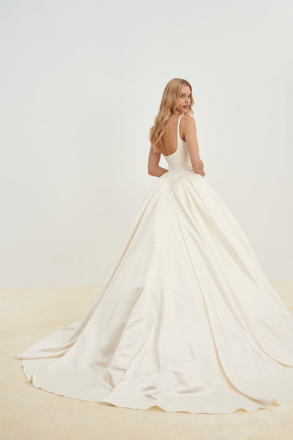 Simple And Timeless Basque-Waist Satin Ball Gown by Senstudio — image 2 of 2