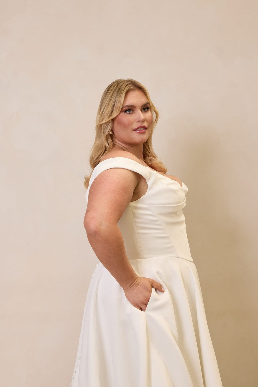 Sophisticated A-Line Wedding Dress With Basque Waist by Trish Peng — image 2 of 2