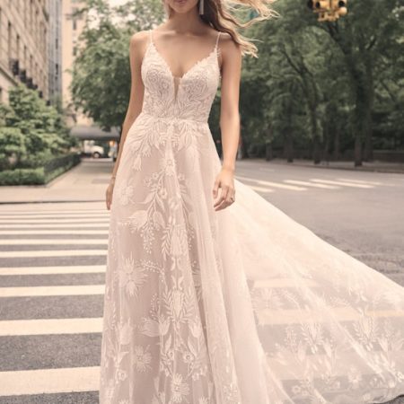 Spaghetti Strap V Neckline Floral Lace A Line Wedding Dress Kleinfeld