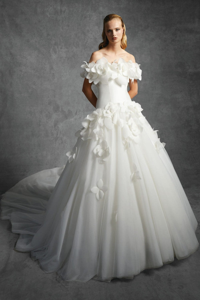 empire waist chiffon wedding dress Stacees Wedding Dress A-line Empire V Neck Sweep Train Chiffon Beading Sequins Appliques