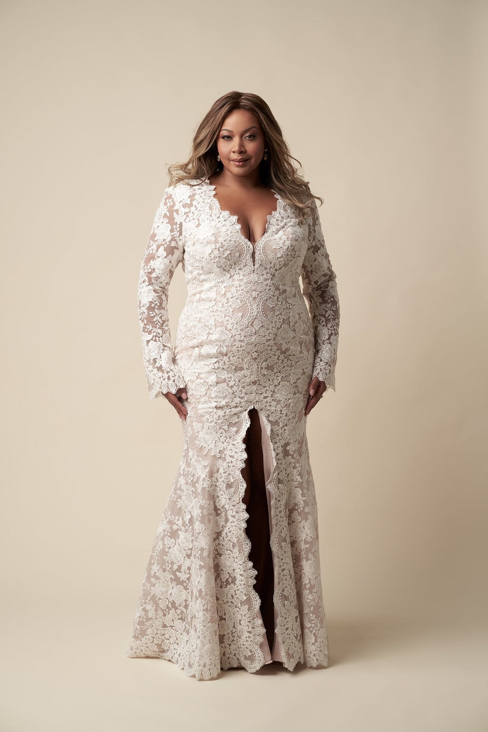 Refined Romance in Danielle Caprese Long Sleeve Gowns
