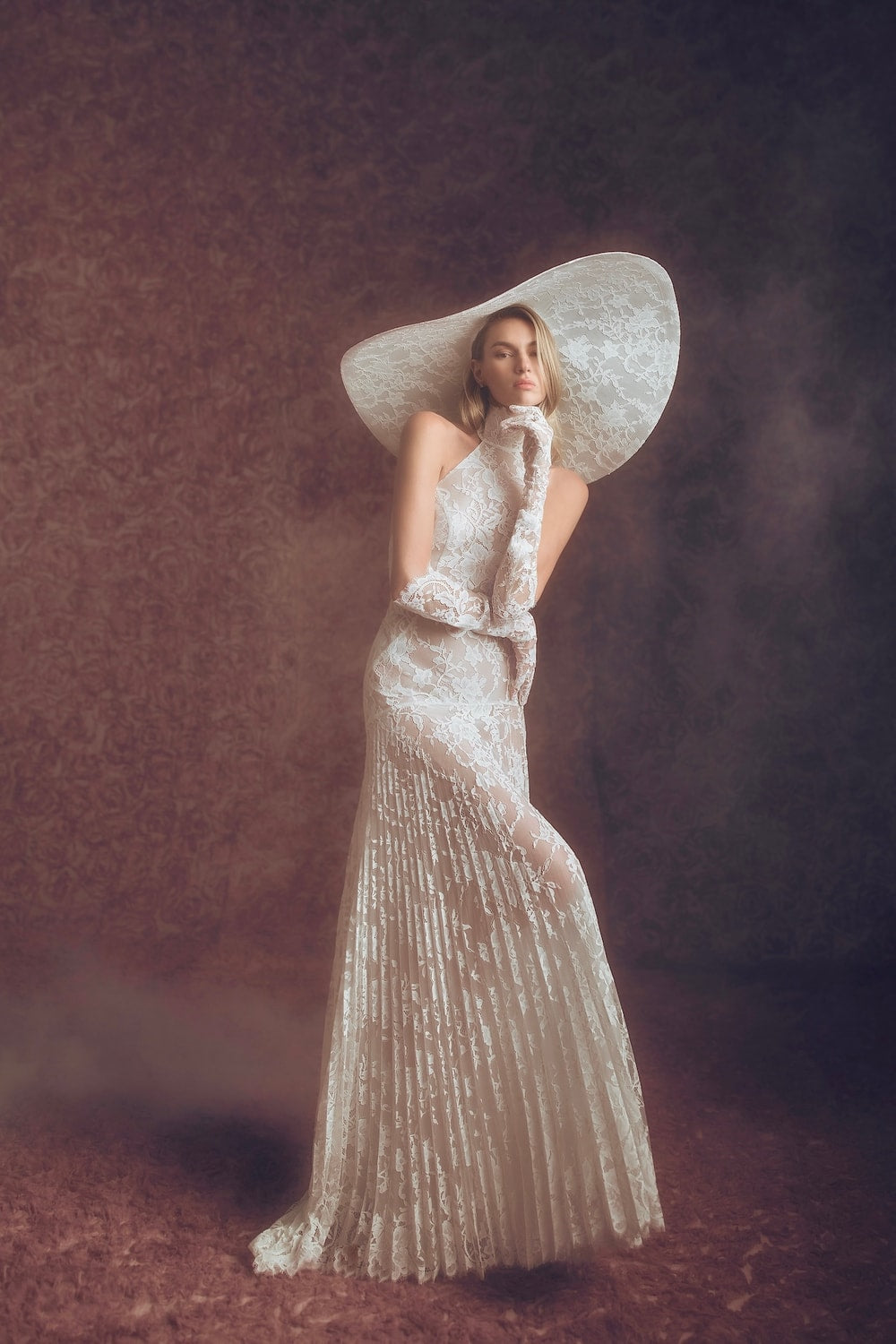 All Over Lace Halter Fit-And-Flare Wedding Dress by Pnina Tornai — image 1 of 3