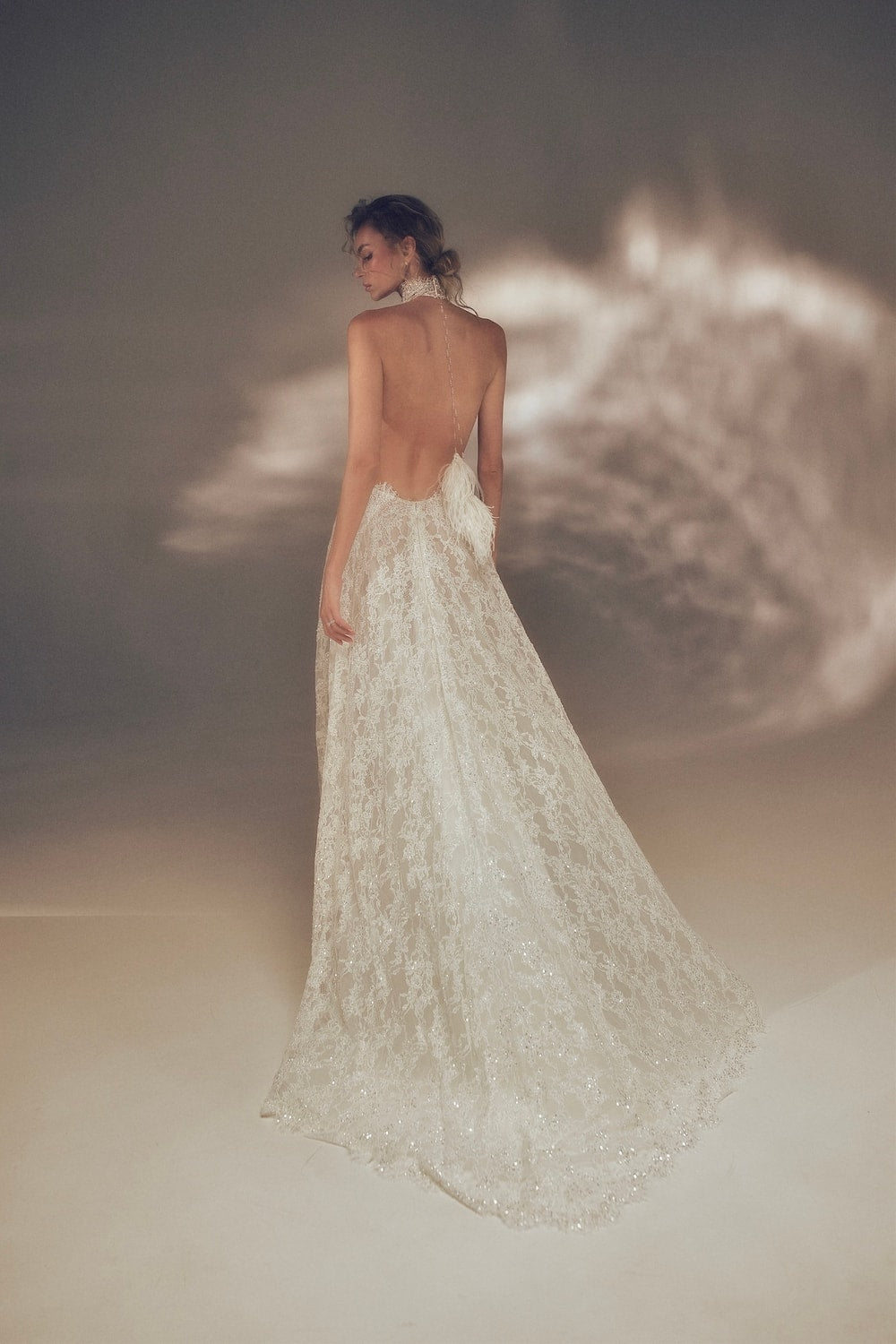 Sexy Lace Halter A-Line Wedding Dress with Dramatic Back Details by Pnina Tornai — image 2 of 3