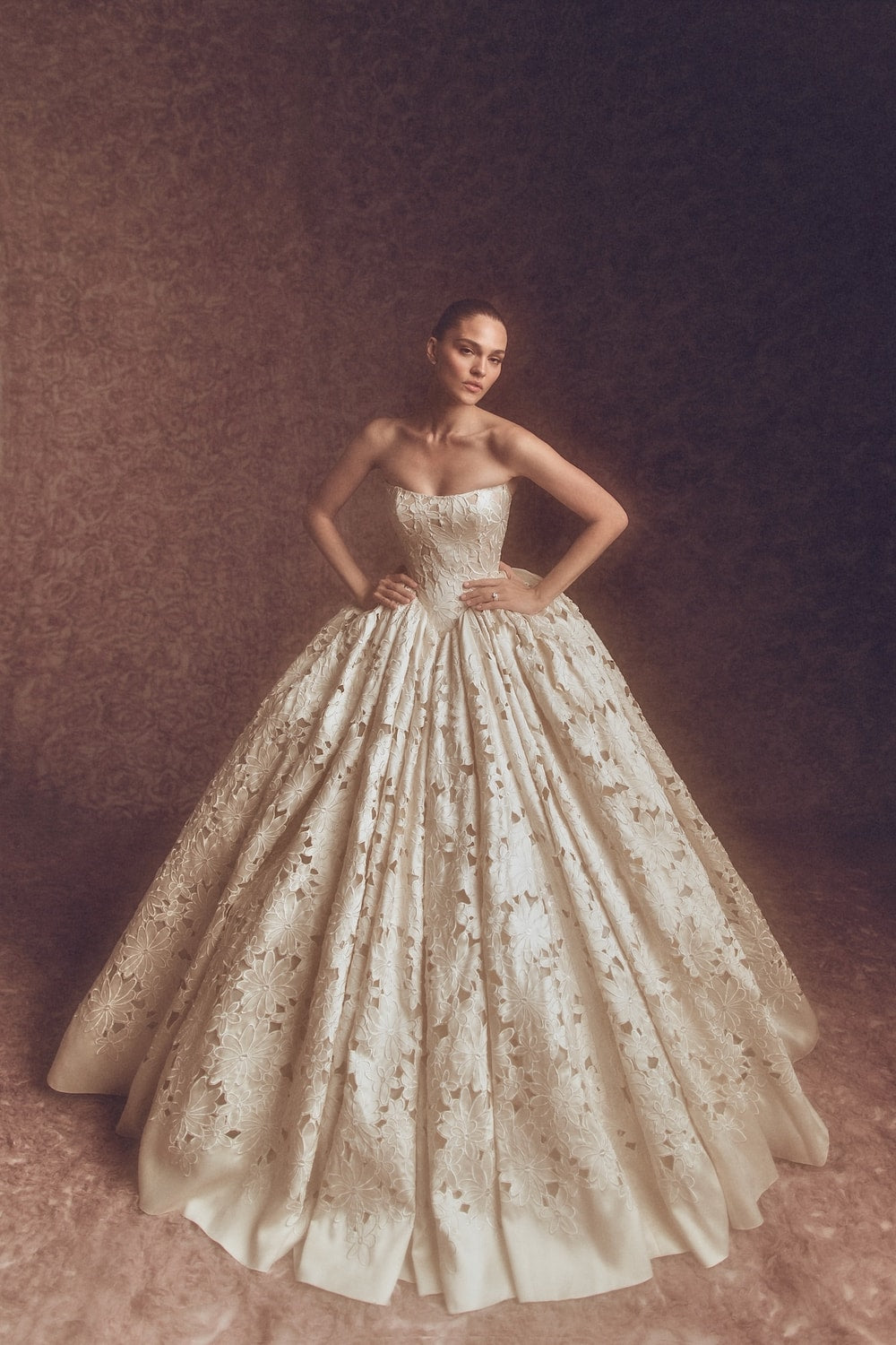 Floral Detailed Strapless Ball Gown by Pnina Tornai — image 1 of 2